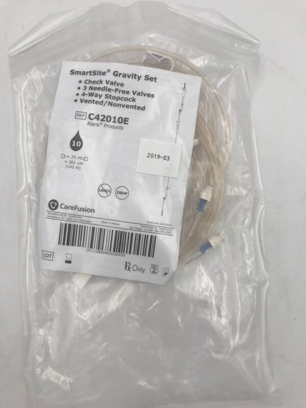 CAREFUSION C42010E SmartSite Gravity Set Check Valve 3 Needle-Free Valves Drop 10 (X)