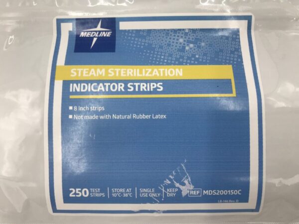 Medline MDS200150C Steam Sterilization Indicator Strips 8in Strips (250/Package) (X)