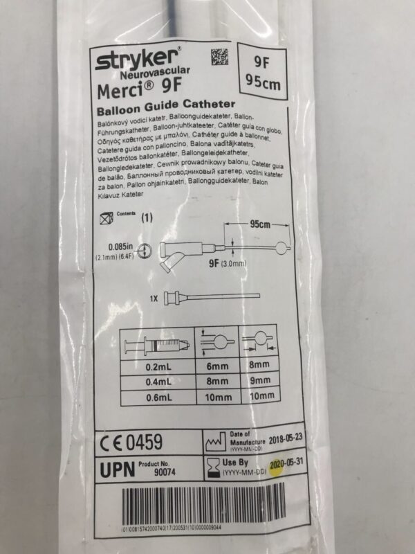 STRYKER 90074 Neurovascular Merci Balloon Guide Catheter 9F x 95cm(X)