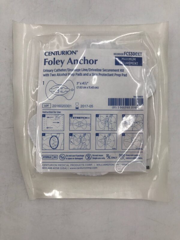 CENTURION FCS300XT Foley Anchor Urinary Catheter/Drainage Line/ Driveline Maximum  Securement Kit 3x4 1/2in (X)