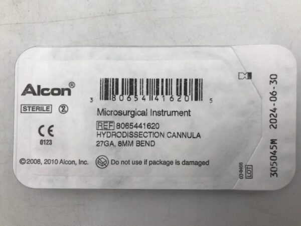 Alcon 8065441620 Microsurgical Instrument Hydrodissection Cannula 27Ga, 8mm Bend