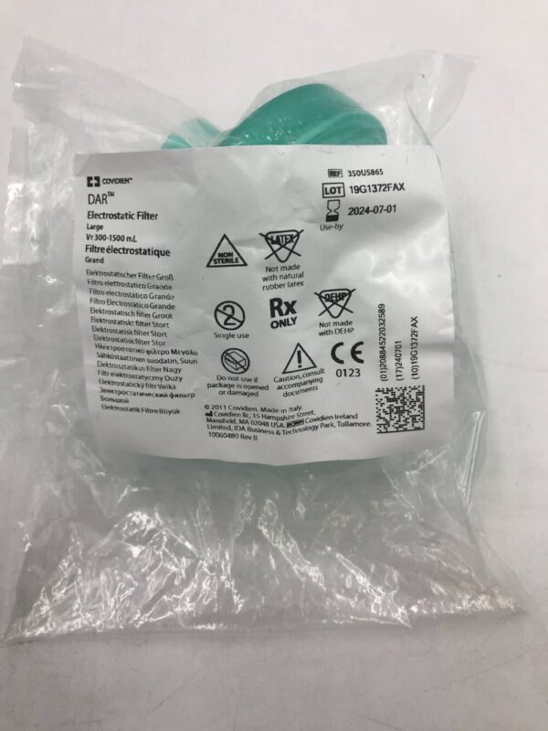 Covidien 350U5865 DAR Electrostatic Filter Large Vt 300-1500mL