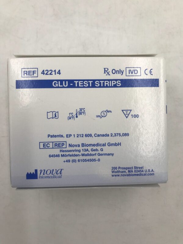 Nova Biomedical 42214 Stat Strip Xpress Glu-Test Strips (100/Box)