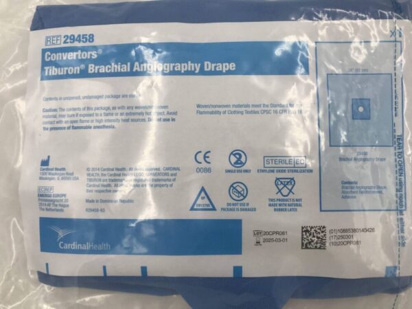 CARDINAL HEALTH 29458 Convertors Tiburon Brachial Angiography Drape 38x44in