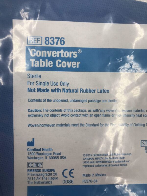 CARDINAL HEALTH 8376 Convertors Table Cover 44in x 75in