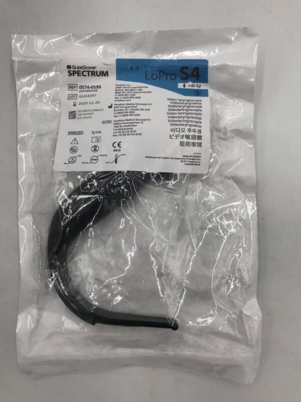 VERATHON MEDICAL 0574-0195 GlideScope Spectrum Dynamic Light Control LoPro S4 Video Laryngoscope >40kg (X)