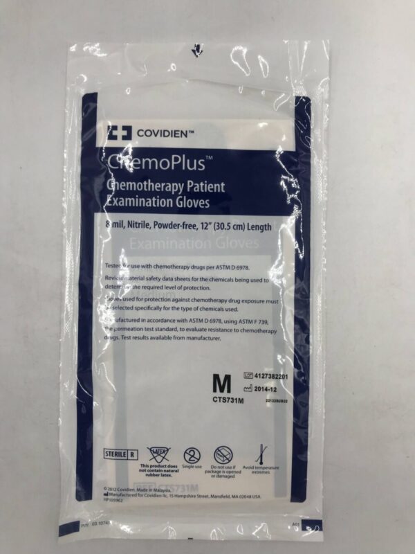 COVIDIEN CTS731M ChemoPlus Chemotherapy Patient Examination Gloves M, 12in (10/Bag)