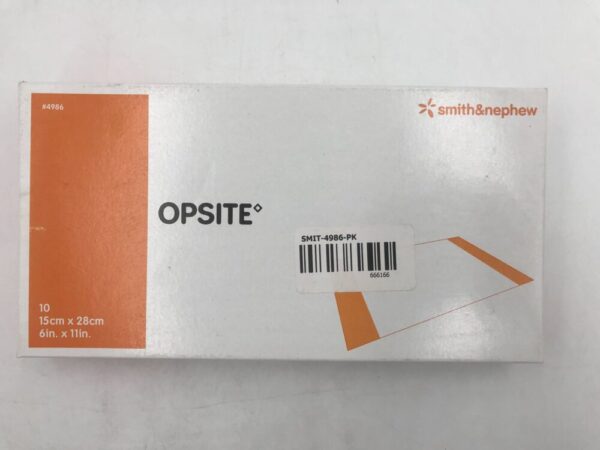 Smith & Nephew 4986 Opsite Transparent Adhesive Film 15cm x 28cm (6in x 11in) (10/Box) (X)