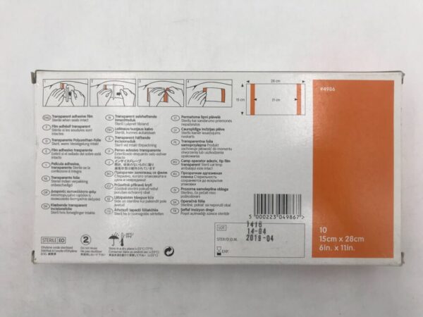 Smith & Nephew 4986 Opsite Transparent Adhesive Film 15cm x 28cm (6in x 11in) (10/Box) (X)