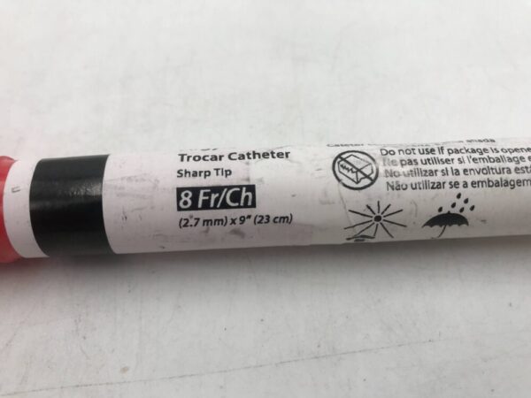 Covidien 8888560805 Argyle Trocar Catheter Sharp Tip 8Fr/Ch (2.7mm) x 9" (23cm)