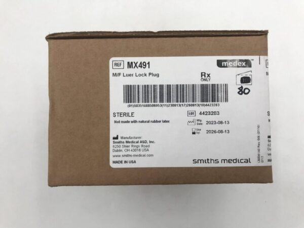 Smiths Medical MX491 M/F Luer Lock Plug (80/Box)