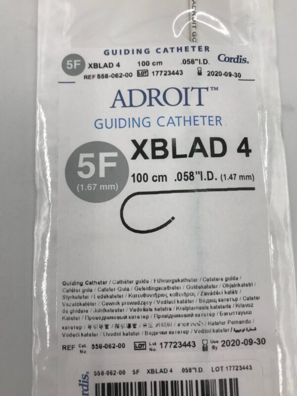 Cordis 558-062-00 Adroit XBLAD 4 Guiding Catheter 5F 100cm (X)