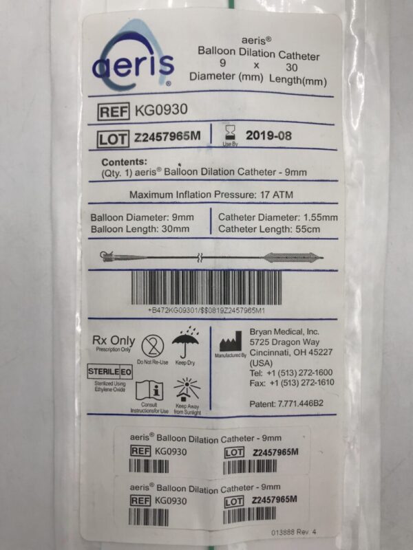 Bryan Medical KG0930 Aeris Balloon Dilation Catheter 9mm x 30mm (X)