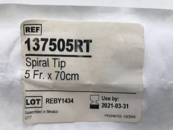 Bard 137505RT Spiral Tip Polyurethane Ureteral Catheter 5Fr x 70cm (X)