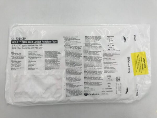 CareFusion 4301CSP Safe-T Plus Adult Lumbar Puncture Tray 20G x 3 1/2(X)