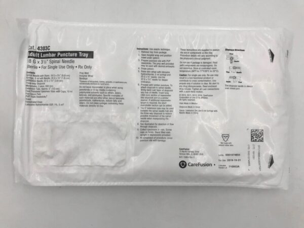 CareFusion 4303C Adult Lumbar Puncture Tray 18G x 3 1/2in(X)