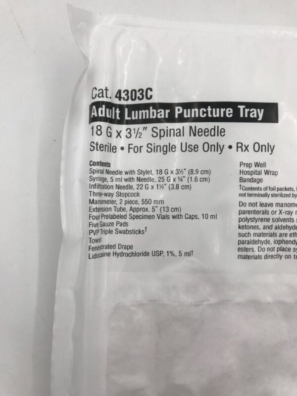 CareFusion 4303C Adult Lumbar Puncture Tray 18G x 3 1/2in(X)