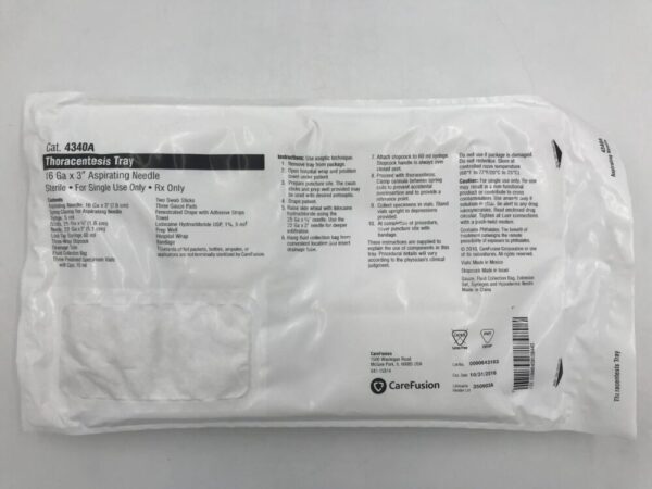 CareFusion 4340A Thoracentesis Tray 16G x 3in (X)