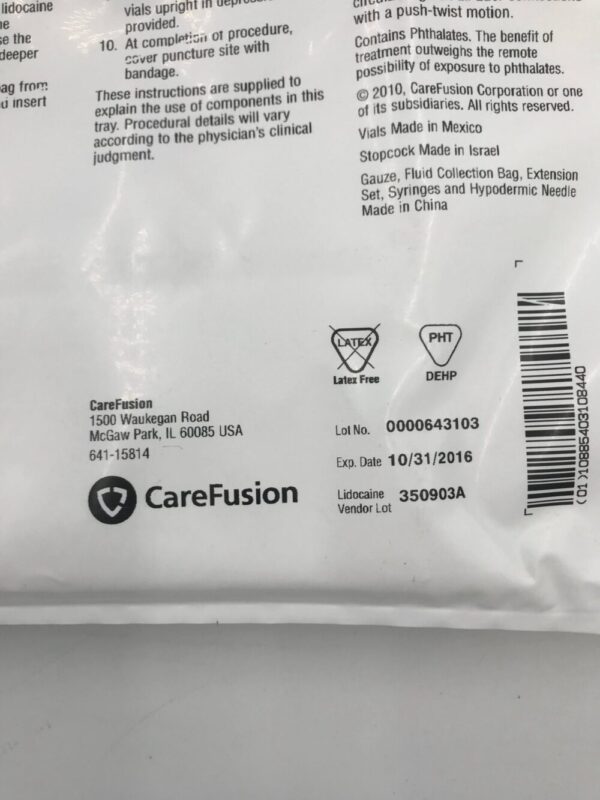 CareFusion 4340A Thoracentesis Tray 16G x 3in (X)