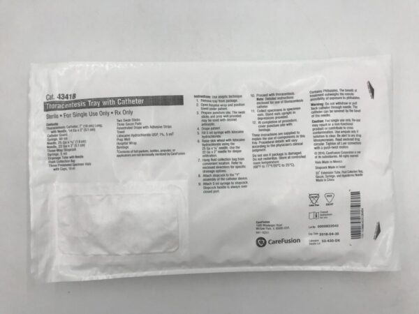 CareFusion 4341B Thoracentesis Tray w/Catheter 14Ga x 2in (X)