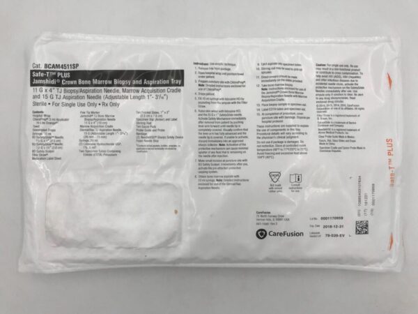 CareFusion BCAM4511SP Safe-T PLUS Jamshidi Crown Bone Marrow Biopsy & Aspiration Tray 14Ga x 4in (X)