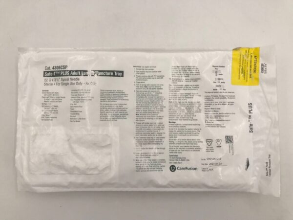 CareFusion 4306CSP Safe-T PLUS Adult Lumbar Puncture Tray 22G x 3 1/2in(X)