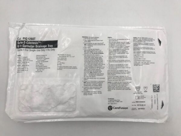CareFusion PIG1260T Safe-T-Centesis Catheter Drainage Tray 6F(X)