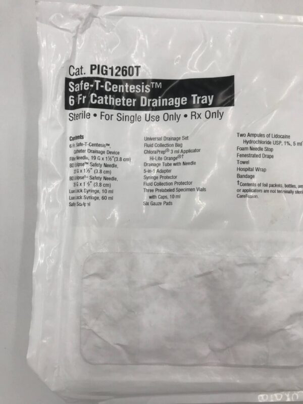 CareFusion PIG1260T Safe-T-Centesis Catheter Drainage Tray 6F(X)