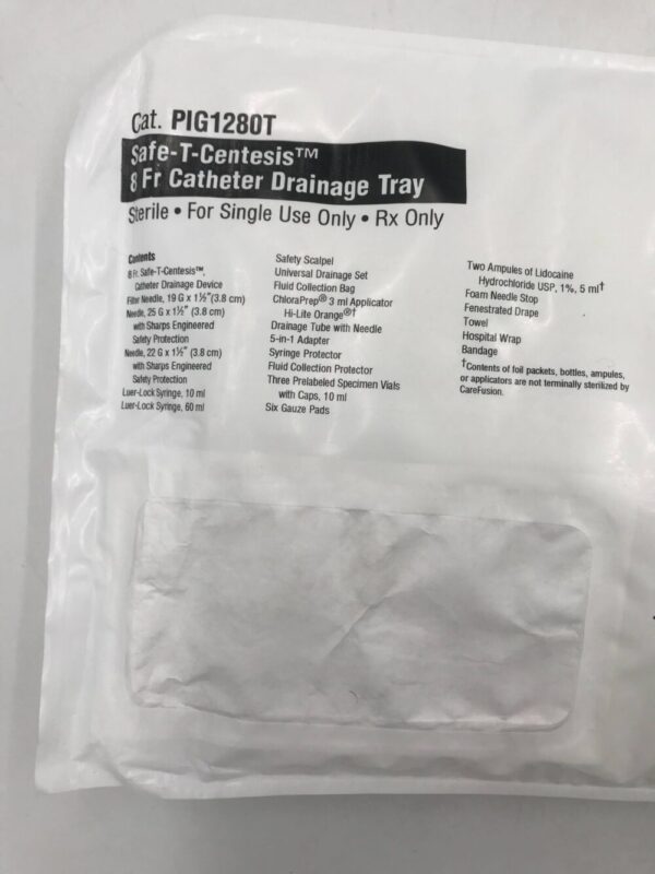 CareFusion PIG1280T Safe-T-Centesis Catheter Drainage Tray 8F(X)