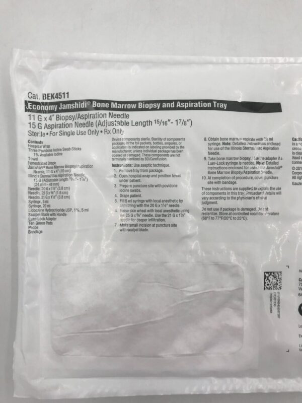 CareFusion BEK4511 Economy Jamshidi Bone Marrow Biopsy & Aspiration Tray 11G x 4in(X)