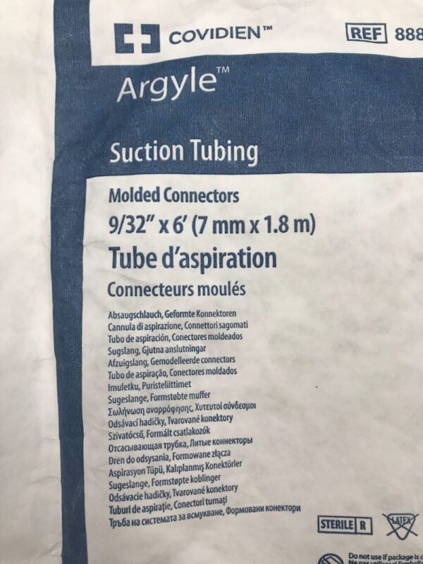 Covidien 8888301705 Argyle Suction Tubing Molded Connectors 9/32" x 6' (7mm x 1.8m)