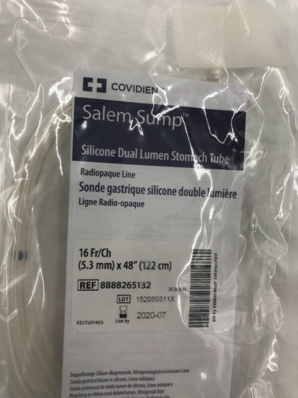 COVIDIEN 8888265132 Salem Sump Silicone Dual Lumen Stomach Tube 16Fr/Ch x 48"(X)