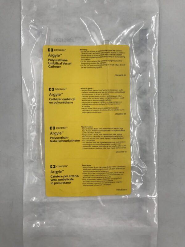 Covidien 8888160341 Argyle Umbilical Vessel Catheter Single Lumen 5Fr/Ch (1.7mm) x 9-8/10" (25cm) 0.33mL