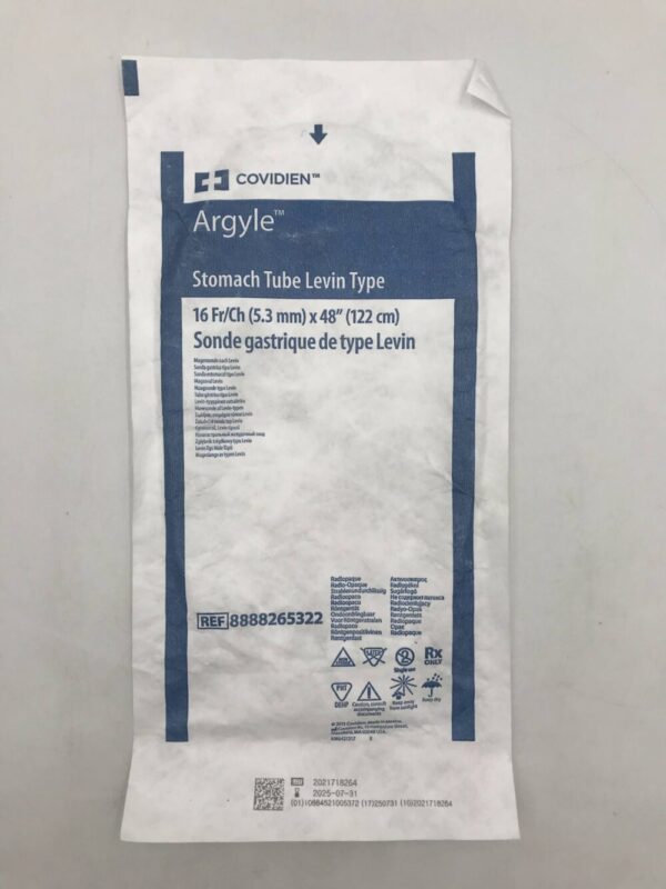 Covidien 8888265322 Argyle Stomach Tube Levin Type 16Fr/Ch (5.3mm) x 48" (122cm)