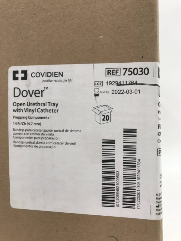 Covidien 75030 Dover Open Urethral Tray with Vinyl Catheter 14Fr/Ch (4.7mm) (20/Box) (X)
