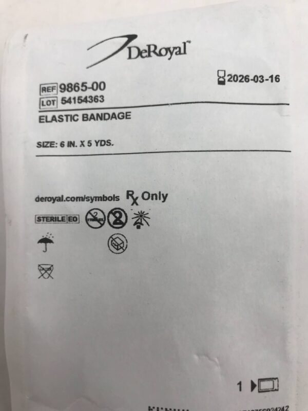 DeRoyal 9865-00 Elastic Bandage Size 6in x 5yds
