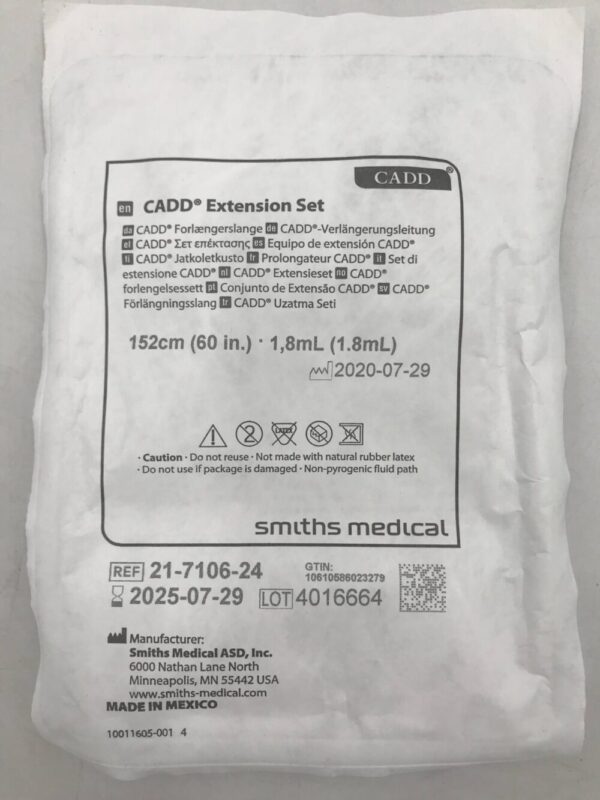 Smiths Medical 21-7106-24 Cadd Extension Set  152cm (60in.) (1.8mL)