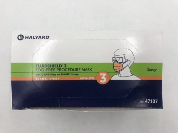 Halyard 47107 Fluidshield 3 Fog-Free Procedure Mask ASTM Level 3 (40/Box)