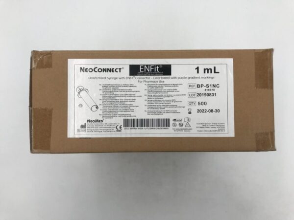 NEOMED BP-S1NC NeoConnect Oral/Eternal Syringe w/ ENFit Connector 1mL (500/Case)(X)