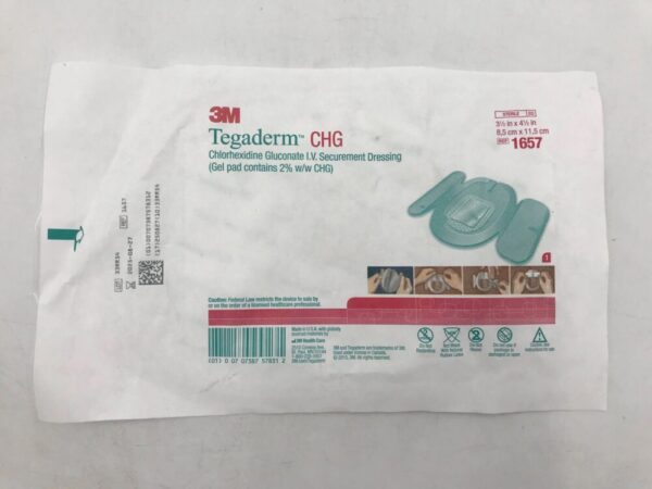 3M 1657 Tegaderm CHG E.V. Securement Dressing w/ Gel Pad 8.5cm x 11.5cm