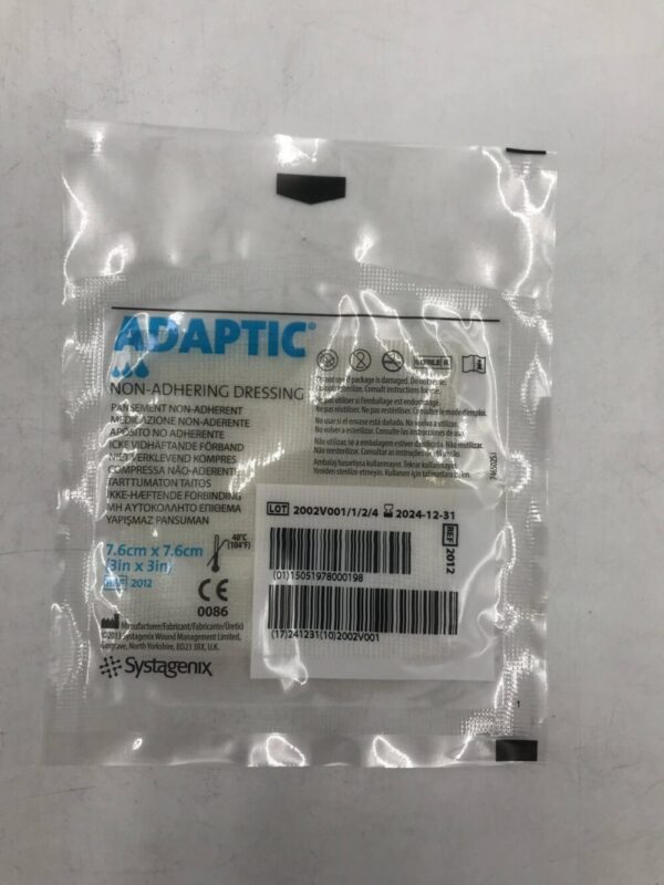 SYSTAGENIX 2012 Adaptic Non-Adhering Dressing 7.6cm x 7.6cm