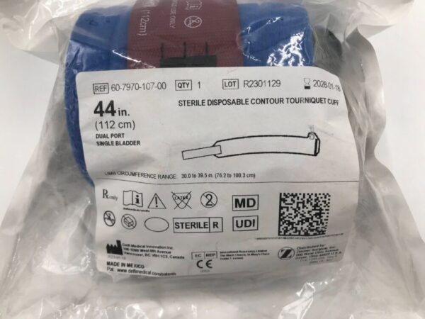 DELFI MEDICAL 60-7970-107-00 Disposable Contour Tourniquet Cuff Dual Port, Single Bladder 44in