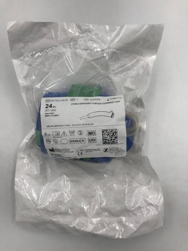 DELFI MEDICAL 60-7970-104-00 Disposable Contour Tourniquet Cuff Dual Port Single Bladder 24in