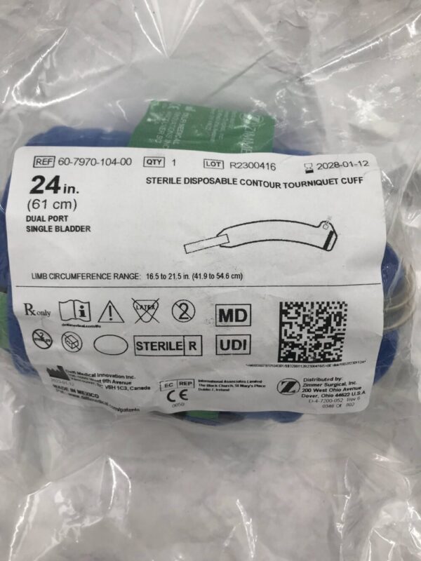 DELFI MEDICAL 60-7970-104-00 Disposable Contour Tourniquet Cuff Dual Port Single Bladder 24in