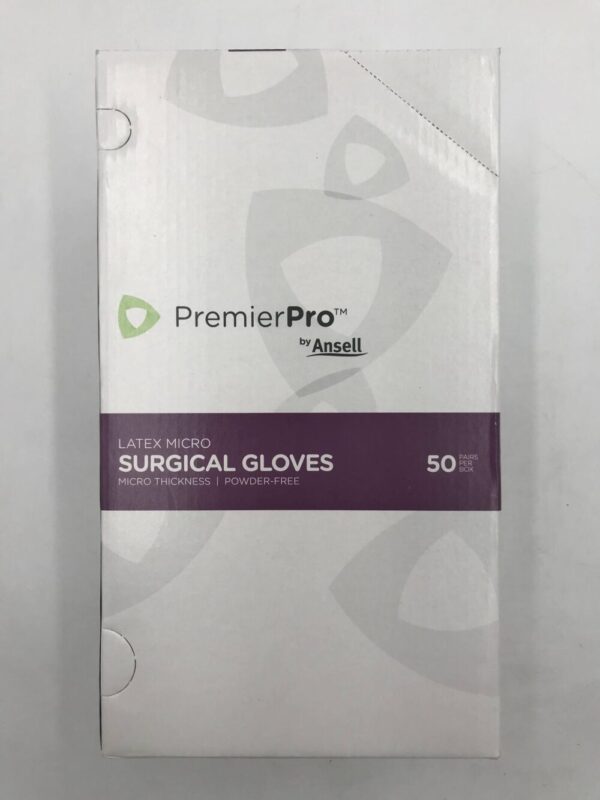 Ansell 44570 PremierPro Latex Micro Surgical Gloves Micro Thickness Powder-Free Size 7 (50 Pairs Per Box)