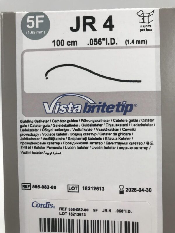 Cordis 556-082-00 JR 4 5F 100cm Guiding Catheter Vista Britetip