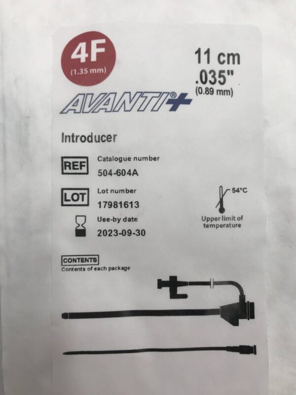 Cordis 504-604A Avanti+ Introducer 4F 11cm .035" (0.89mm) (X)