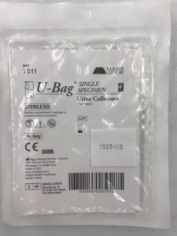 Mabis 7511 U-Bag Single Specimen  Urine Collectors Pediatric (X)