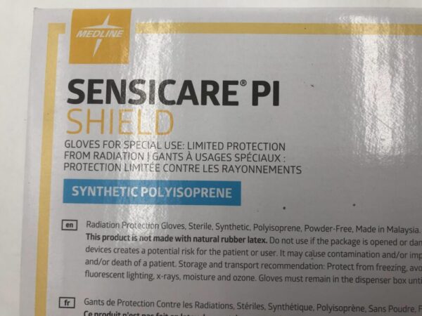 Medline MSG3975 Sensicare PI Shield Gloves For Special Use Limited Protection from Radiation Synthetic Polyisoprene Size 7.5 (5/Box)