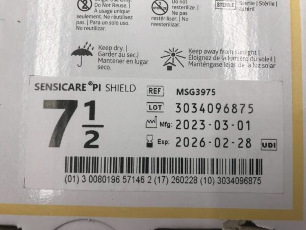 Medline MSG3975 Sensicare PI Shield Gloves For Special Use Limited Protection from Radiation Synthetic Polyisoprene Size 7.5 (5/Box)